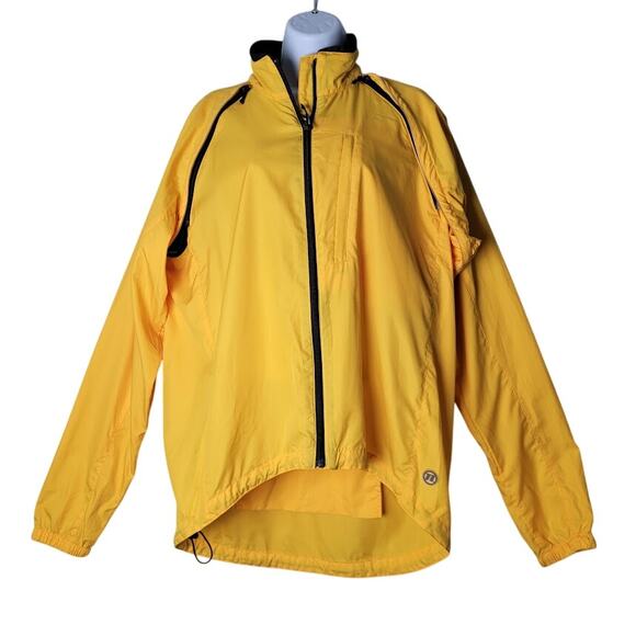 Novara Cycling Jacket Men’s L Yellow Full Zip Windbreaker Bike Rain Reflective - Picture 1 of 11